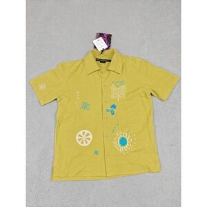 Andersson Bell Shirt Mens XL Yellow April Embroidery Open Camp Collar‎ atb1054m